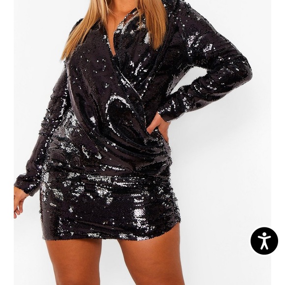 Drape Sequin Dress  Reversible Sequin - Picture 2 of 11